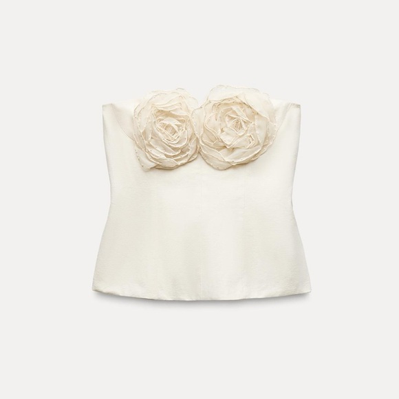 Zara White Strapless Crop Top - Picture 5 of 16